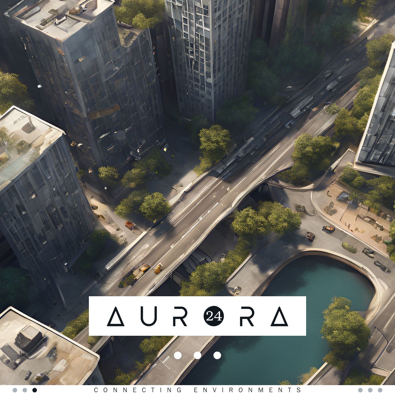 A cityscape with signs of decay, overtaken by greenery, but both environments are in harmony with each other.